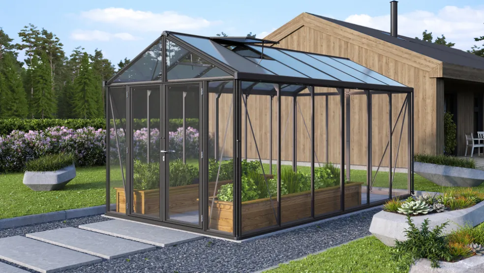 Växthus Poseidon 11900 Svart Glas/Poly 11,9 m² Vitavia