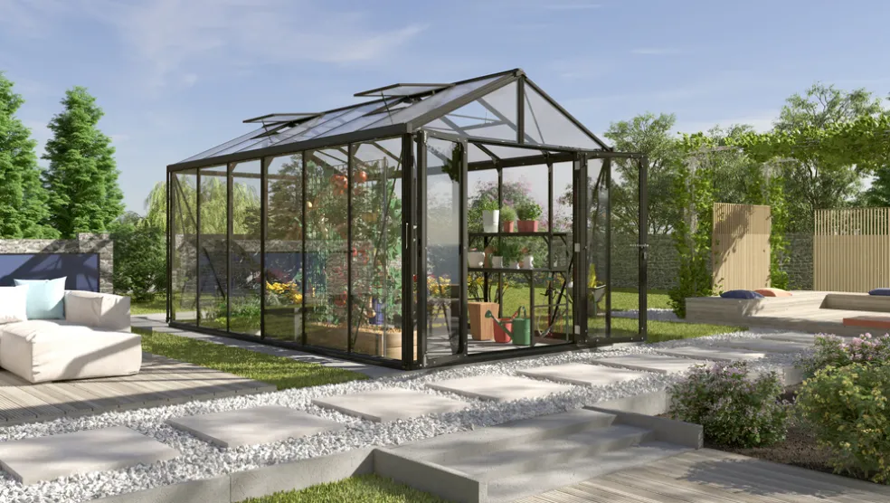 Växthus Poseidon 11900 Svart Glas/Poly 11,9 m² Vitavia