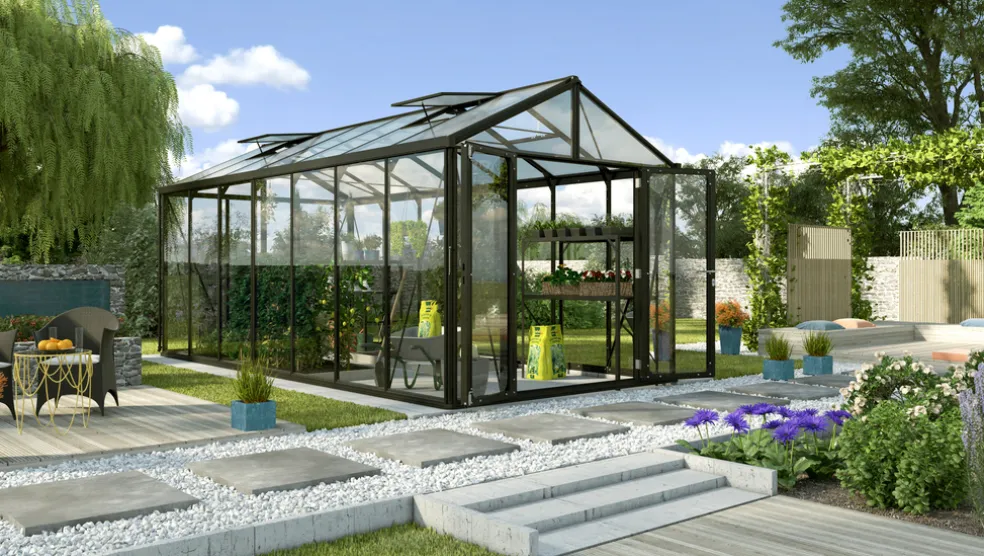Växthus Poseidon 13800 Svart Glas/Poly 13,8 m² Vitavia