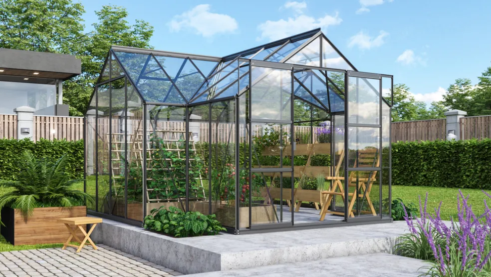 Växthus Sirius 13000 Svart Glas Sockel 13 m² Vitavia Vitavia
