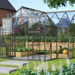 Växthus Sirius 13000 Svart Glas Sockel 13 m² Vitavia Vitavia