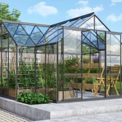 Växthus Sirius 13000 Svart Glas Sockel Crest 13 m² Vitavia