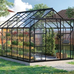 Växthus Uranus 9900 Svart Glas Sockel 9,9 m² Vitavia