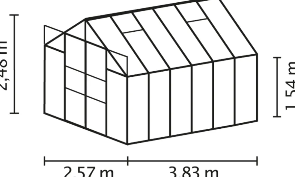 Växthus Uranus 9900 Svart Glas Sockel 9,9 m² Vitavia