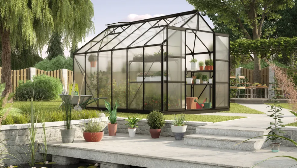 Växthus Uranus 9900 Svart Poly Sockel 9,9 m² Vitavia