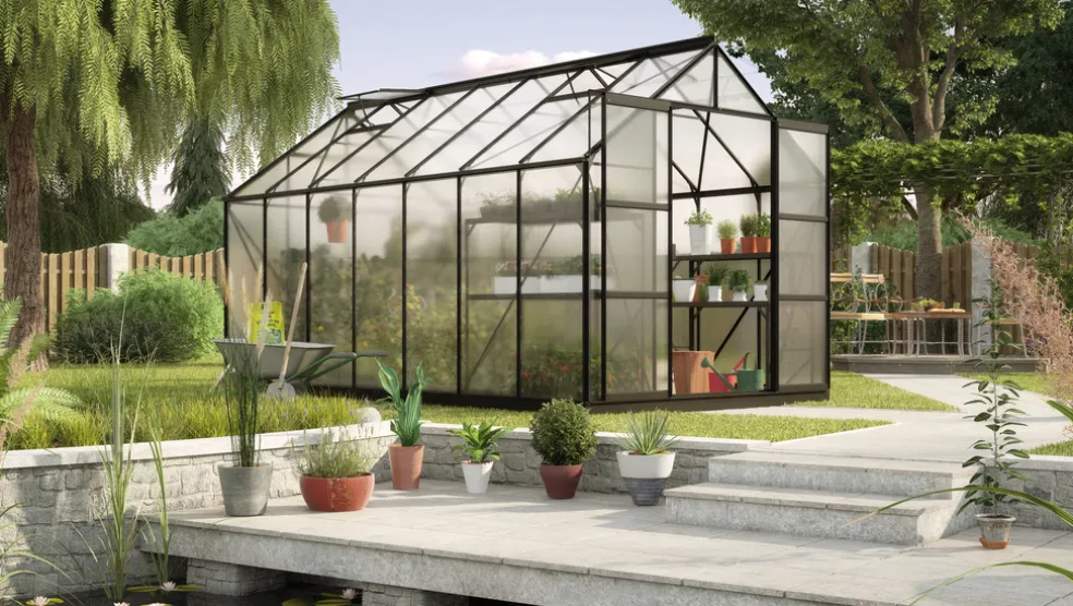 Växthus Uranus 11500 Svart Poly Sockel 11,5 m² Vitavia