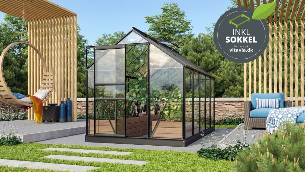 Växthus Venus 6200 Svart Glas Sockel 6,2 m² Vitavia